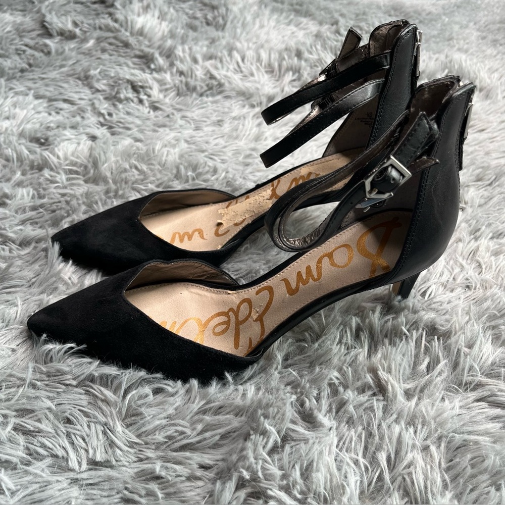 Sam Edelman Heels Womens Size 8 Oriana black suede leather ankle double strap